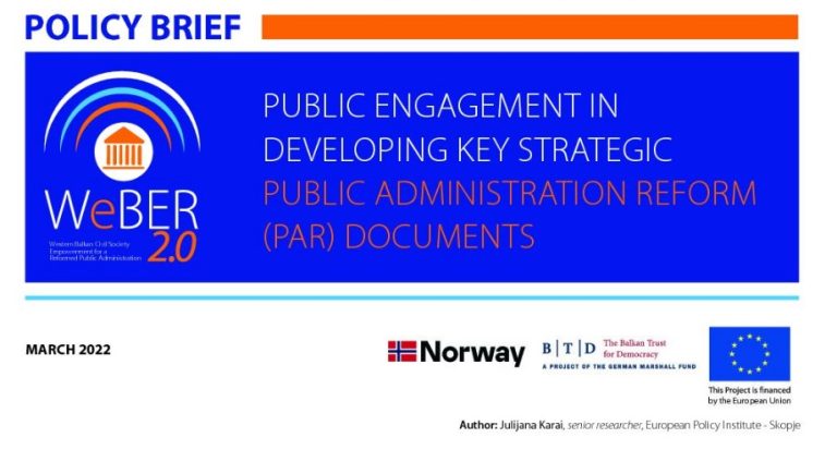 Public Engagement in Developing Key Strategic Public Administration Reform (PAR) Documents