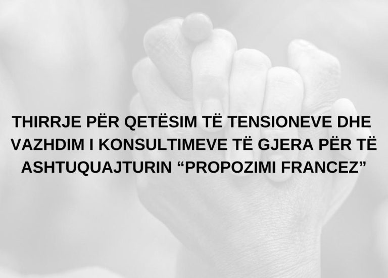 THIRRJE PËR QETËSIM TË TENSIONEVE DHE VAZHDIM I KONSULTIMEVE TË GJERA PËR TË ASHTUQUAJTURIN “PROPOZIMI FRANCEZ”